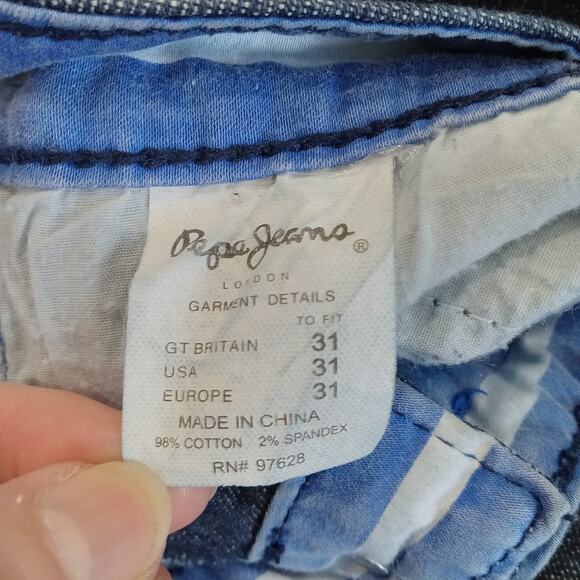 Vintage Y2K Low Rise Pepe Jeans London Straight Womens 31 Dark Denim Blue Stitch - Picture 12 of 16